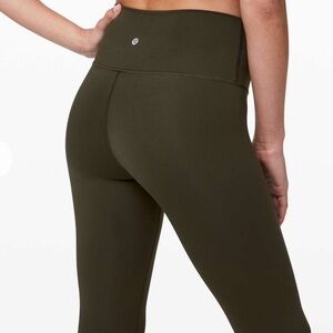 Lululemon Dark Olive Green Wunder Under Cropped Leggings